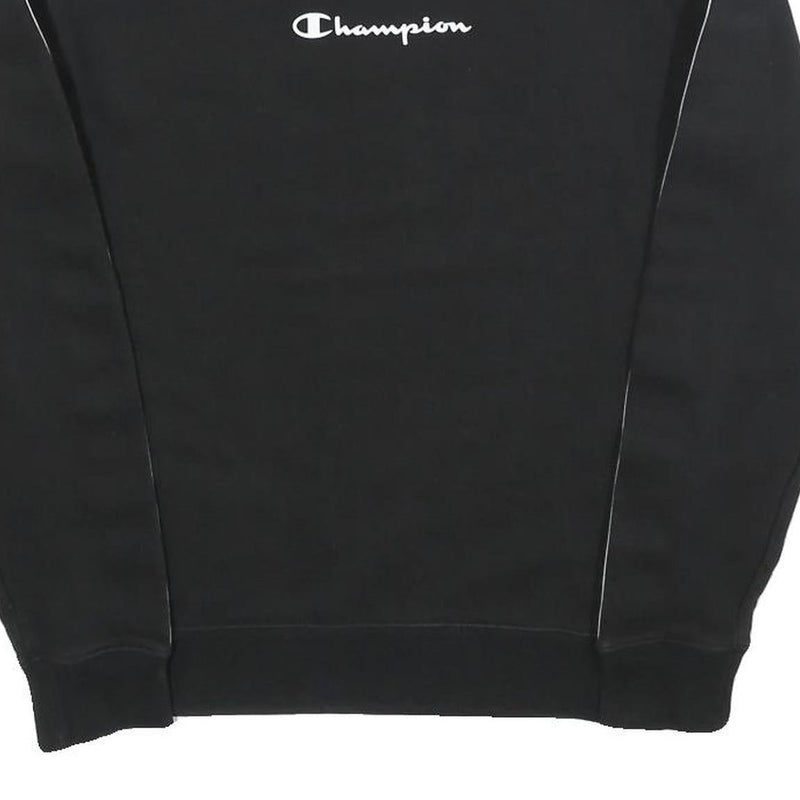 CHAMPION Mens Black Cotton Blend Crew Neck Sweatshirt S Branded Tape Detail