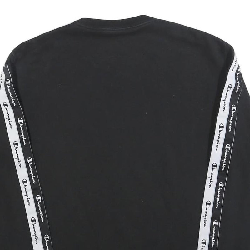 CHAMPION Mens Black Cotton Blend Crew Neck Sweatshirt S Branded Tape Detail