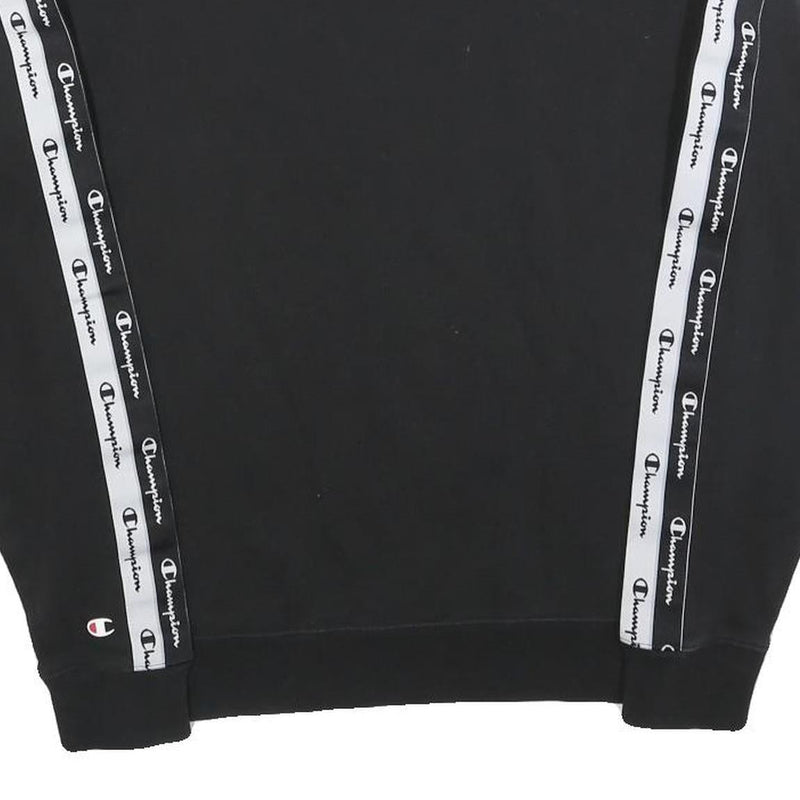 CHAMPION Mens Black Cotton Blend Crew Neck Sweatshirt S Branded Tape Detail