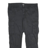 WATSON'S Mens Cotton Black Regular Cargo Trousers W36 L30 Practical Zip Closure