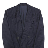 GIORGIO ARMANI Mens Navy Blue Pinstripe Double Breasted Jacket S Woven Classic