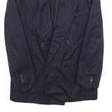 GIORGIO ARMANI Mens Navy Blue Pinstripe Double Breasted Jacket S Woven Classic