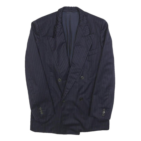 GIORGIO ARMANI Mens Navy Blue Pinstripe Double Breasted Jacket S Woven Classic