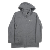 JACK WOLFSKIN Womens Grey Outdoor Jacket L Polyester Blend Zip Hooded Casual