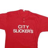Mens Red Cotton Graphic T-Shirt XL Short Sleeve Round Neck City Slicker's