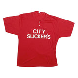 Mens Red Cotton Graphic T-Shirt XL Short Sleeve Round Neck City Slicker's