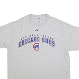 MAJESTIC Mens Grey Chicago Cubs Graphic T-Shirt XL Short Sleeve Crew Neck