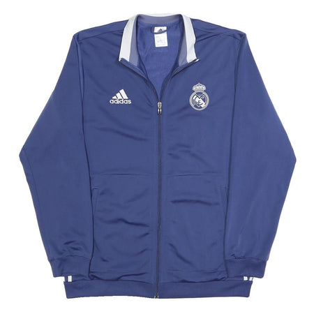 ADIDAS Mens Blue Real Madrid Track Jacket L Polyester Sportswear Zip Plain