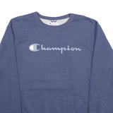 CHAMPION Mens Blue Crew Neck M Sweatshirt Cotton Blend Pullover Logo