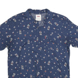 LEVI'S Mens Blue Floral Print Cotton Short Sleeve Shirt L Casual Summer Shirt