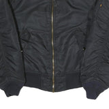 ALPHA INDUSTRIES Womens Black & Orange Flight Jacket L Nylon Woven Bomber Zip