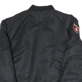 ALPHA INDUSTRIES Womens Black & Orange Flight Jacket L Nylon Woven Bomber Zip