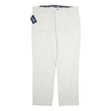 CHAPS Mens Cotton White Regular Fit Straight Leg Trousers W40 L33 Casual Comfort
