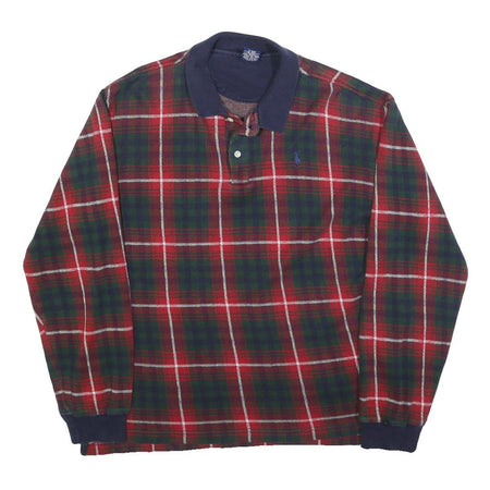 POLO RALPH LAUREN Mens Red & Green Plaid Crew Neck XL Cotton Blend Sweatshirt