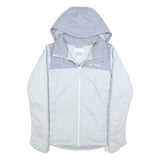 COLUMBIA Womens Grey & Light Blue Hooded Jacket S Polyester Outdoor Zip Casual