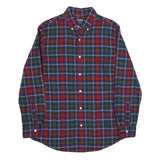CHAPS Mens Red & Green Tartan Cotton Shirt M Button-Down Collar Long Sleeve