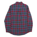 CHAPS Mens Red & Green Tartan Cotton Shirt M Button-Down Collar Long Sleeve