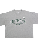RUSSELL Mens Grey Huntington University Graphic T-Shirt XL Crew Neck Short