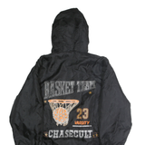 CHASECULT Mens Black Basket Team Varsity Nylon Jacket M Zip Hooded Basketball
