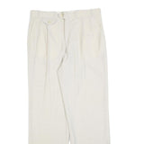 SCHILD Mens Regular White Trousers W32 L32 Classic Zip Closure Straight Leg