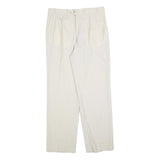 SCHILD Mens Regular White Trousers W32 L32 Classic Zip Closure Straight Leg