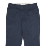 DICKIES Mens Polyester Blend Navy Blue Loose Straight Trousers W40 L30 Workwear