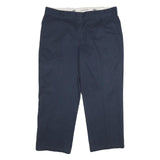 DICKIES Mens Polyester Blend Navy Blue Loose Straight Trousers W40 L30 Workwear