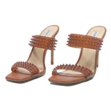 STEVE MADDEN Hendrix Womens Strappy Heels Brown Synthetic UK 5 Studded Elegant