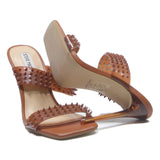 STEVE MADDEN Hendrix Womens Strappy Heels Brown Synthetic UK 5 Studded Elegant