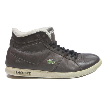 LACOSTE Straightset Mens Dark Brown Synthetic High Top Trainers UK 8 Casual