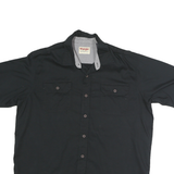 WRANGLER Mens Black Cotton Short Sleeve Shirt L Button Pocket Casual Summer