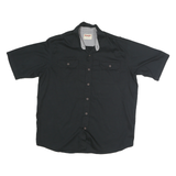 WRANGLER Mens Black Cotton Short Sleeve Shirt L Button Pocket Casual Summer