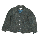 CHRISTOPHER & BANKS Mens Blue Green Cotton Blend Check Button Jacket XL Tailored