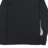 NIKE Mens Black Long Sleeve Crew Neck Graphic T-Shirt XS Cotton Blend