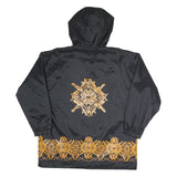 MERYLL JEANS Womens Black & Orange Zip Jacket M Polyester Blend Plain Print