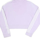 ADIDAS Womens Lilac Hoodie UK 8 Cropped Cotton Blend Sweatshirt