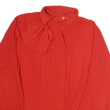 JOSEPHINE Womens Red Bow Tie Blouse Long Sleeve Button Neck M Elegant Top