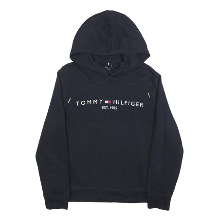 TOMMY HILFIGER Womens Navy Hoodie M Cotton Pullover Logo Est 1985