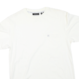 DKNY Mens White Cotton Blend T-Shirt S Short Sleeve Crew Neck Pocket Logo