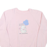HANES Womens Pink Pullover Crew Neck M Cute Bear Graphic Sweatshirt