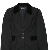 CLEMENTINE PASSION Womens Black Velvet Collar Jacket S Polyester Blend Button