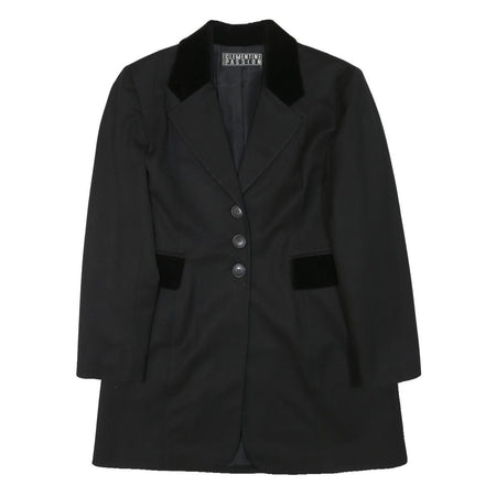 CLEMENTINE PASSION Womens Black Velvet Collar Jacket S Polyester Blend Button