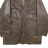 REDSKINS Mens Brown Leather Button Jacket L Classic Comfortable Stylish