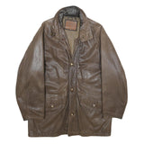 REDSKINS Mens Brown Leather Button Jacket L Classic Comfortable Stylish