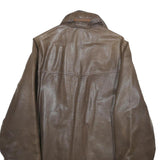 REDSKINS Mens Brown Leather Button Jacket L Classic Comfortable Stylish