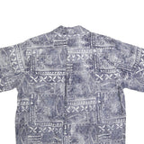 GO BAREFOOT Mens Blue Patterned Cotton Blend Short Sleeve Shirt XL Casual Summer