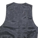 Mens Blue & Black Silk Blend Button Jacket L Printed Waistcoat Style