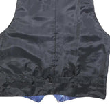 Mens Blue & Black Silk Blend Button Jacket L Printed Waistcoat Style