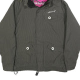 BILLABONG Womens Grey Pinstripe Outdoor Jacket L Polyamide Zip Hooded