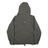 BILLABONG Womens Grey Pinstripe Outdoor Jacket L Polyamide Zip Hooded
